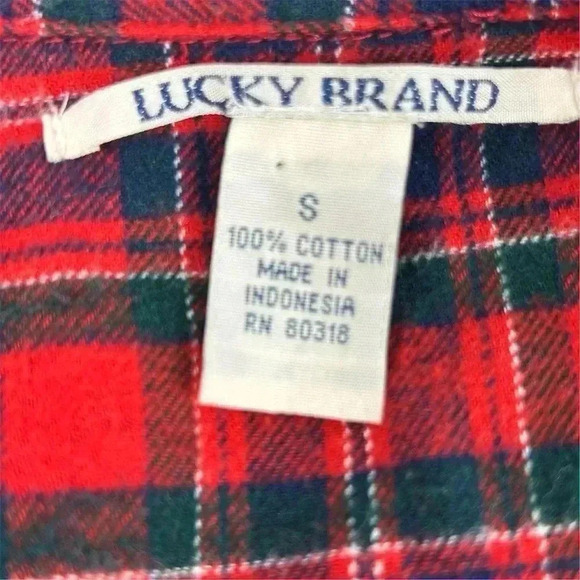 Lucky Brand Women's Plaid Flannel Button-Up Shirt Red Size S - Picture 8 of 9